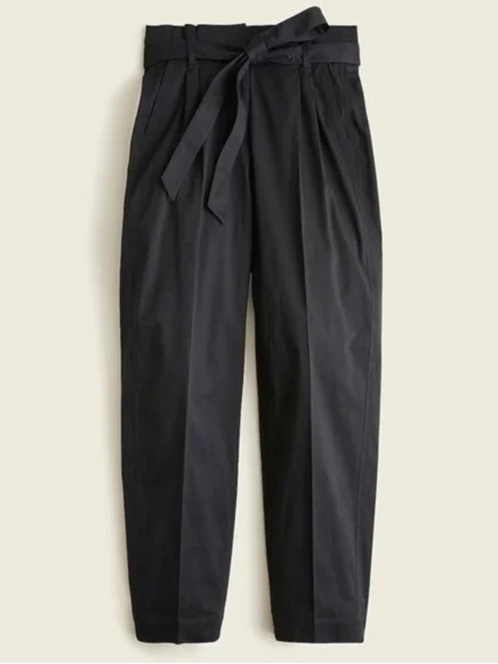 J Crew Tie-waist tapered lightweight chino pant in Black size 4